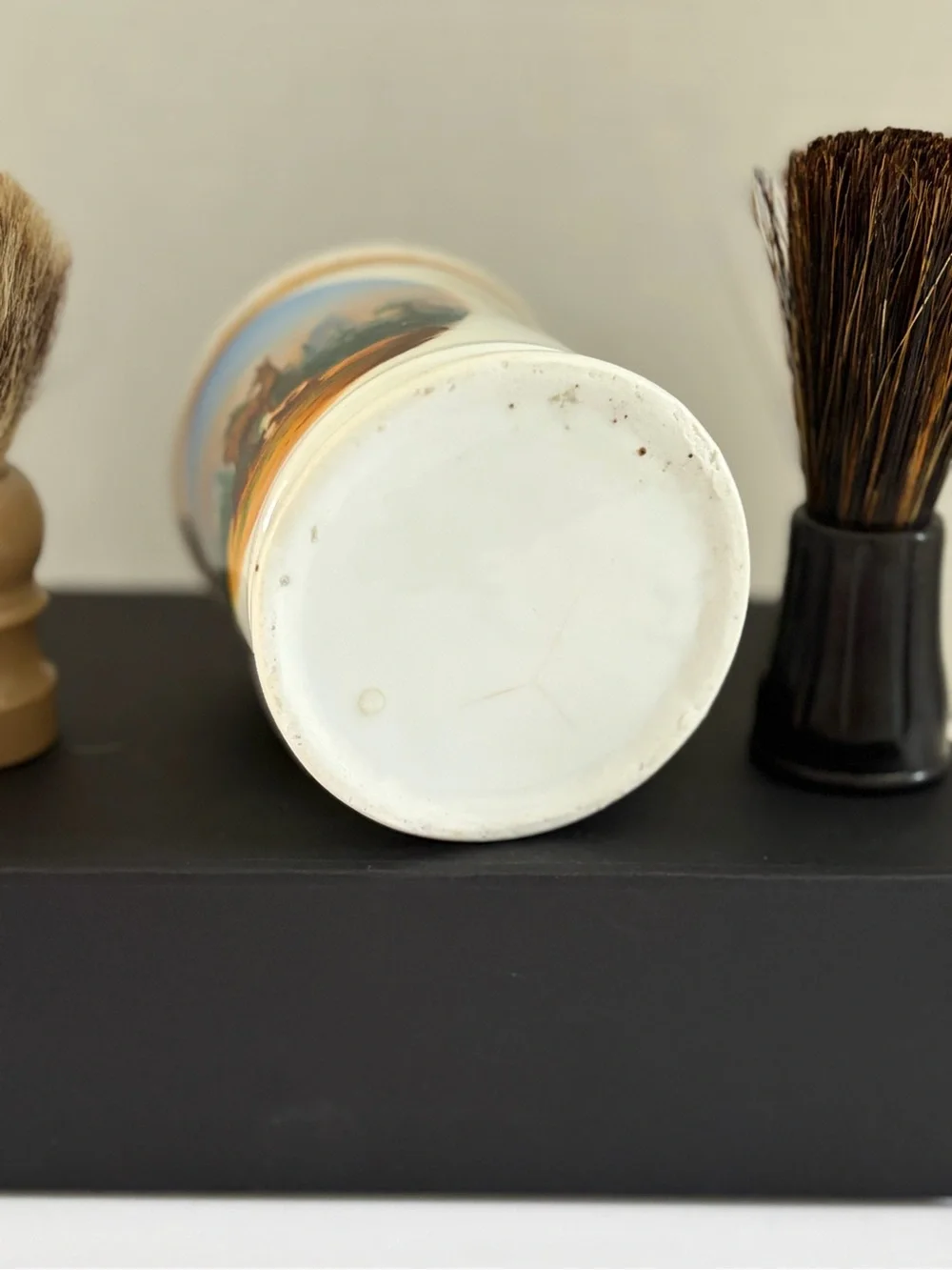 Set of 3 Antique Shaving Mugs with brushes